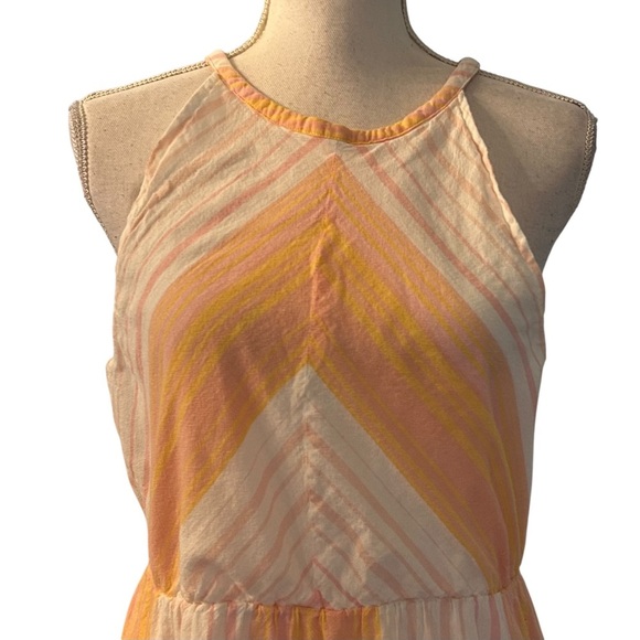 Carve Designs Mabel Dress Guava Sunrise Stripe Org Cotton Knee Length Women’s M - Picture 3 of 8